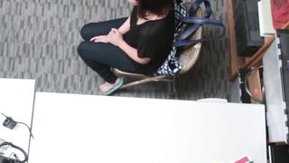 Filthy Rich pounds brunette Penelope Reed in the office
