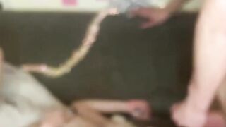 Hot teen blonde get facial after blowjob and hard pounding