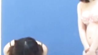 Asian babes unaware of need to pee in front of camera