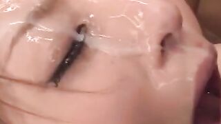 Naughty bukkake with a hot girl