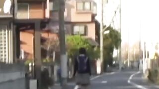 Japanese schoolgirl caught peeing in public by voyeur