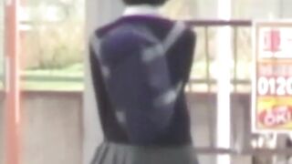 Japanese schoolgirl caught peeing in public by voyeur