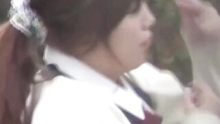 Japanese schoolgirl caught peeing in public by voyeur