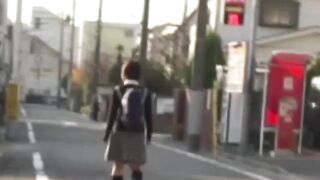 Japanese schoolgirl caught peeing in public by voyeur