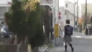Japanese schoolgirl caught peeing in public by voyeur