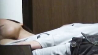 Watch Asian hotties caress hairy wet cunts in solo