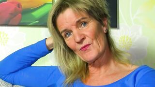 Older German vulgar housewife tries a solo masturbation casting