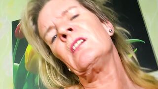 Older German vulgar housewife tries a solo masturbation casting