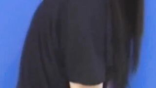 Brunette Japanese teen peeing pants after losing control