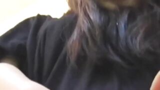 Brunette Japanese teen peeing pants after losing control