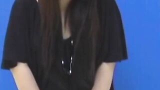 Brunette Japanese teen peeing pants after losing control