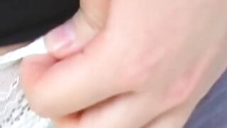Brunette Japanese teen peeing pants after losing control