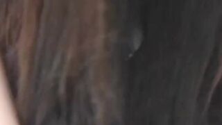 Brunette Japanese teen peeing pants after losing control