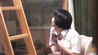Japanese girl gets playful in hostel on secret recording