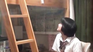 Japanese girl gets playful in hostel on secret recording