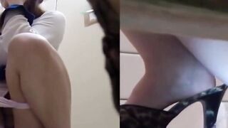 Tokyo ladies peeing on public toilet caught on camera