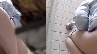 Tokyo ladies peeing on public toilet caught on camera