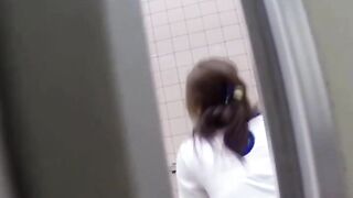Tokyo ladies peeing on public toilet caught on camera