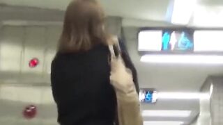 Watch Japanese women relieve themselves in a public toilet