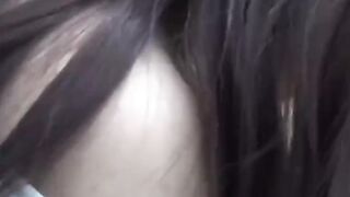 Naughty Japanese girl rubbing pussy on knobby bump