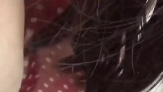 Naughty Japanese girl rubbing pussy on knobby bump