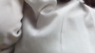 Naughty Japanese girl rubbing pussy on knobby bump