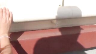 Hairy pussy rubbing gets her off outdoor