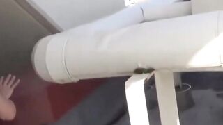 Hairy pussy rubbing gets her off outdoor