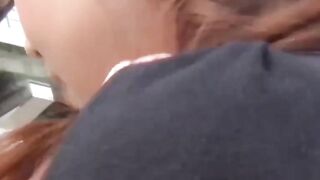 Adorable Asian girl rubbing hairy pussy outdoor