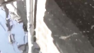 Street squatters pee in secluded alley and walk off wet