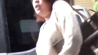 Street squatters pee in secluded alley and walk off wet