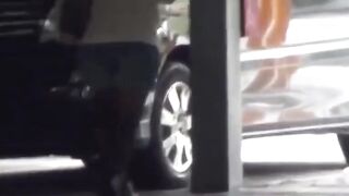 Street squatters pee in secluded alley and walk off wet