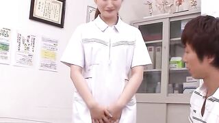 Japanese Teen Nurse teach Virgin Guy how to Fuck and test his cock at Hospital
