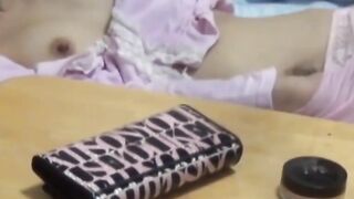 Young Japanese girl indulges in her fantasies on hidden tape