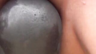 Pretty Tokyo girl rides a playground climber and pees after