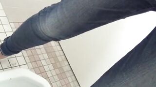Closeup of young Japanese girls enjoying their peeing moments