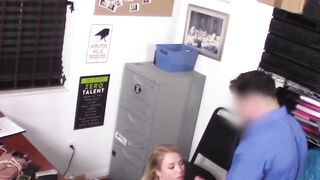 Teen with big ass caught shoplifting gives blowjob