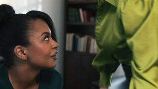 Office lesbian anal sex with naughty MILF with perfect black big booty