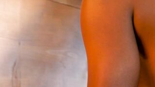 Petite ebony MILF exposing black booty and hot babe dancing passionately