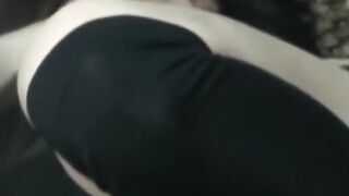Japanese woman unknowing as she entertains herself on tape