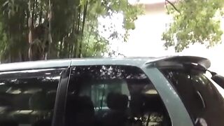 Pretty Asian lifts skirt and floods rack with golden piss