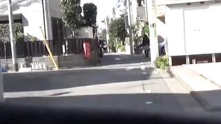 Pretty Asian lifts skirt and floods rack with golden piss