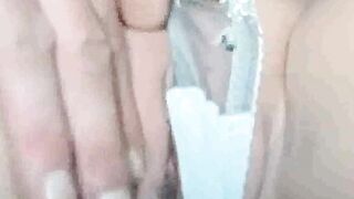 Massaging clit of my pierced pussy (close up)