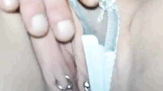 Massaging clit of my pierced pussy (close up)