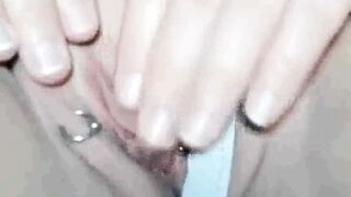 Massaging clit of my pierced pussy (close up)