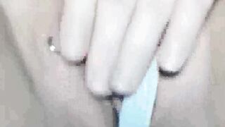 Massaging clit of my pierced pussy (close up)
