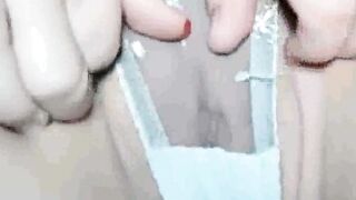 Massaging clit of my pierced pussy (close up)