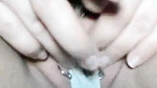 Massaging clit of my pierced pussy (close up)