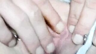 Massaging clit of my pierced pussy (close up)
