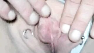 Massaging clit of my pierced pussy (close up)